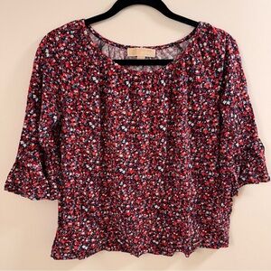 Michael Kors Flower Print Blouse Size Small